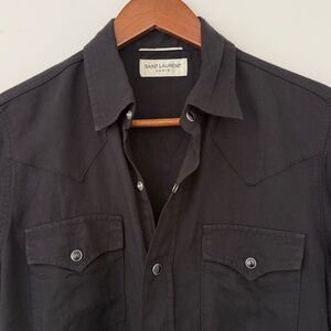YSL Saint Laurent Classic Black Button Down Shirt LIKE NEW